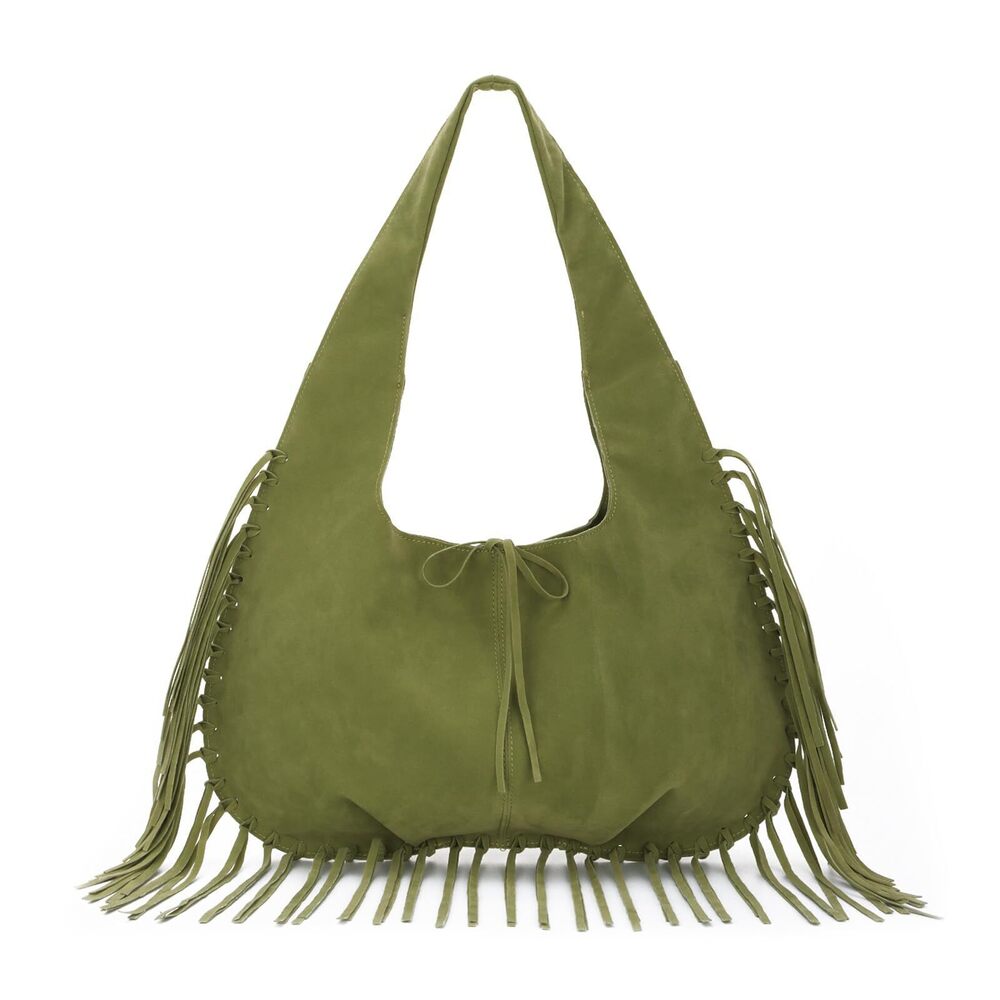 1967 vintage Fringe Shoulder Bags Western Hobo Handbags Vegan Faux Suede - Picture 7 of 7